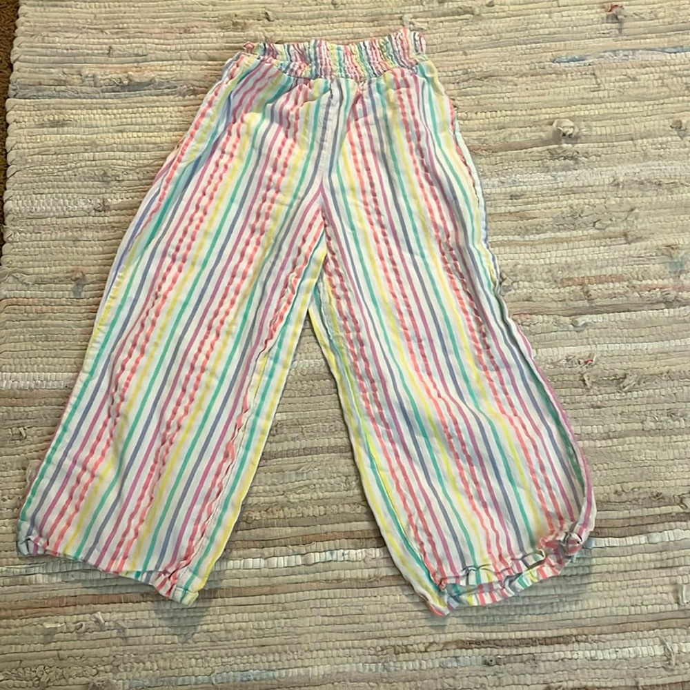 Girls cotton rainbow colored capri  summer pants